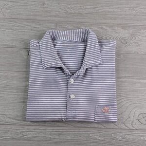 B. Draddy Charlotte Country Club Polo Golf Shirt Men's Large Striped Cotton